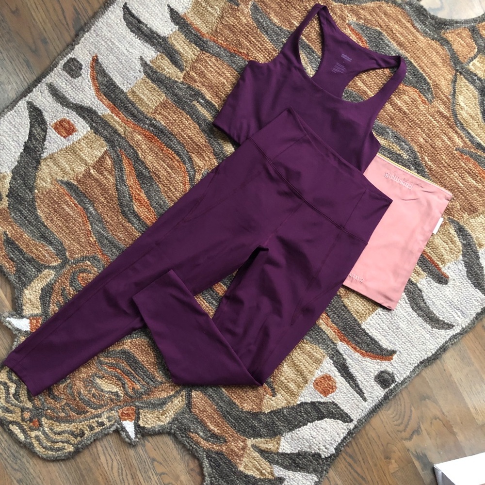 Girlfriend Collective Plum Leggings and Paloma Bra